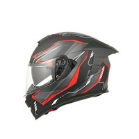 Casque de moto intégral MY Helmet Spoty and Daring Graphics Decal Design Noir Rouge Mat FF936