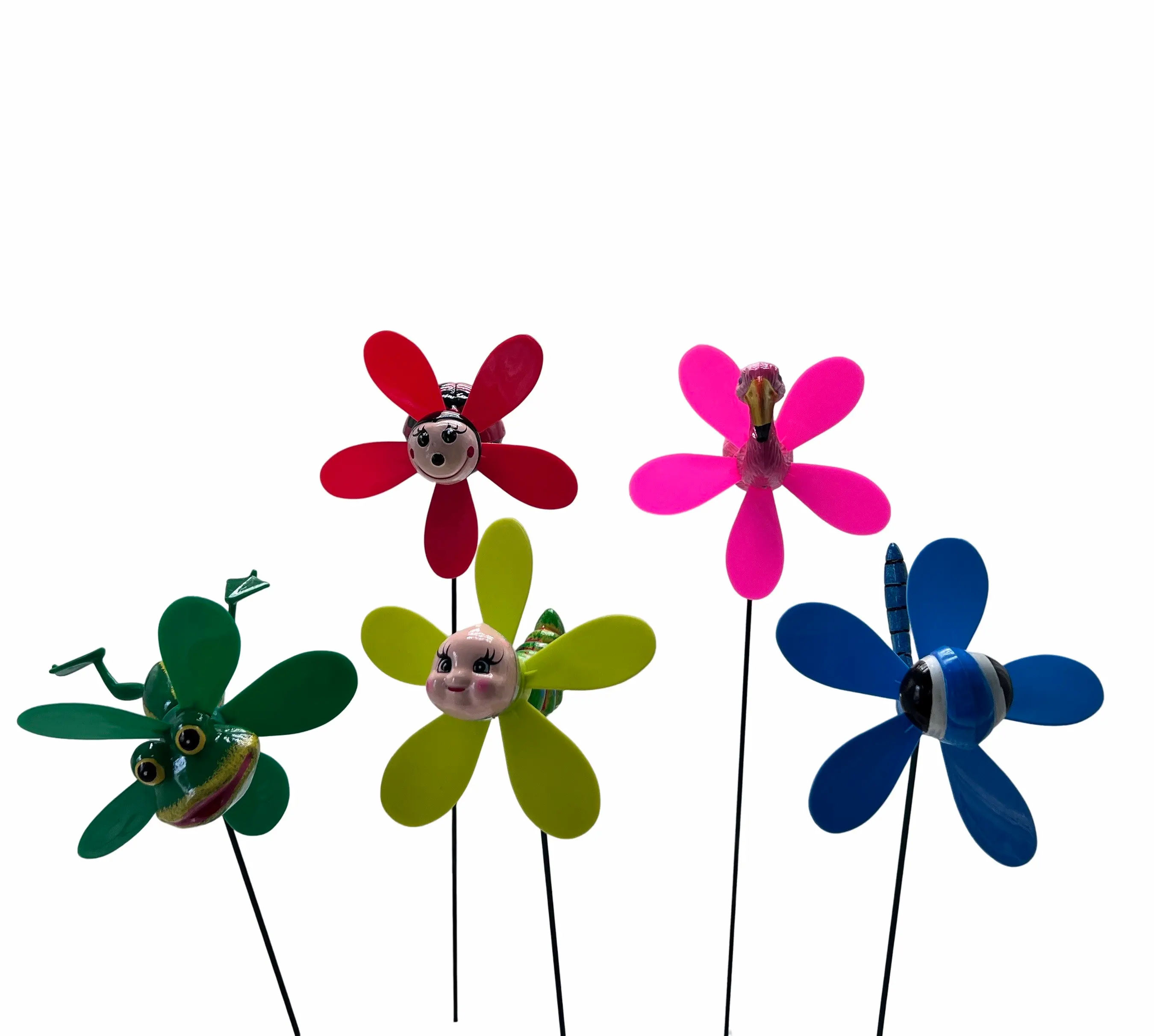 Garden Animal Pinwheels 5-Pack Colorful 3D Lovely Insect Whirligig Wind Spinner Windmill Toys for Garden Yard Lawn Decorations