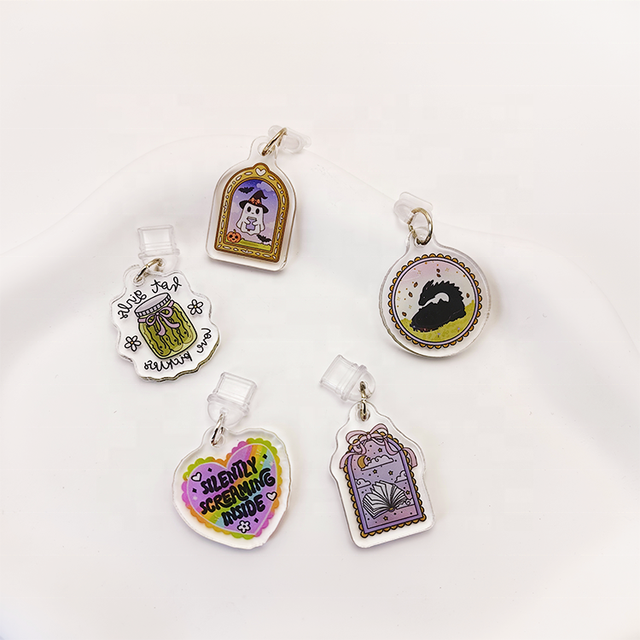 Customized Printed Acrylic Phone Charm Double Side Printing Small Acrylic USB C Dust Plugs for Phone