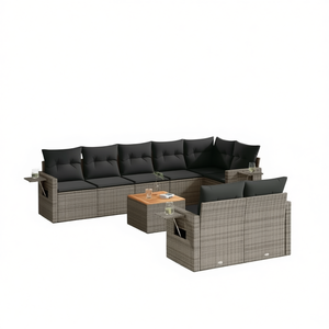 Conjunto de Sofás de Jardín de Ratán Gris Oscuro, 6 Plazas, Resistente a la Intemperie, Muebles de Exterior de Diseño Contemporáneo - Product Image 1