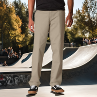 Celana Chino Pria Straight Fit Kasual Pinggang Sedang Depan Rata Ringan untuk Pemakaian Sehari-hari  Logo Custom Tersedia
