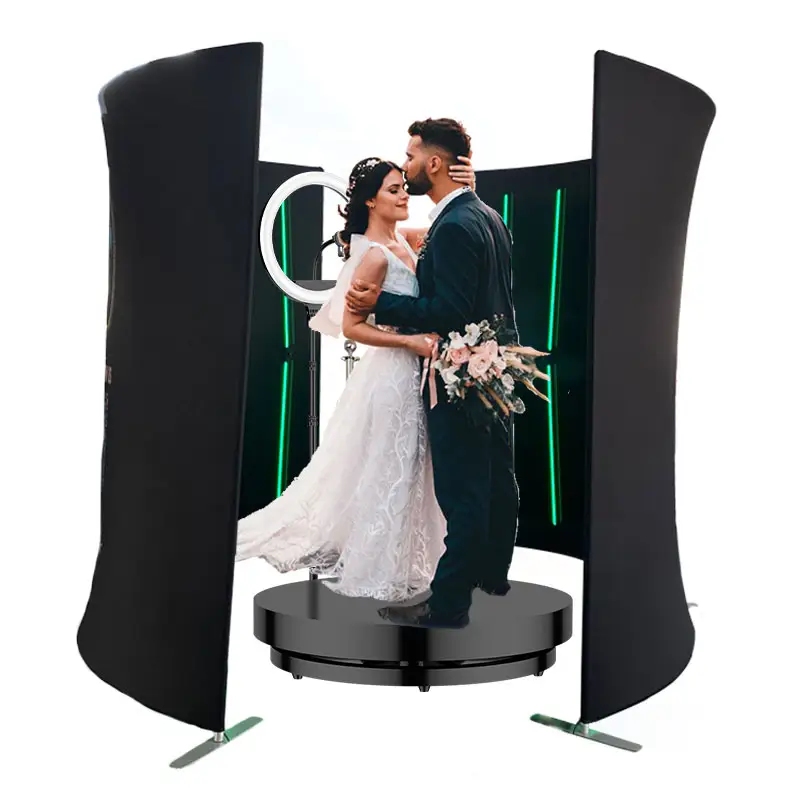 ビデオカメラポータブル360度フォトブースワイヤレス自動回転自撮り結婚式ビジネスフォトブース