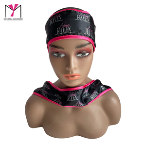 MUYANG Custom Logo Satin Hair <b>Bonnet</b> for Curly Hair Wholesale Large African Print Double Layer Reversible - Product Image 2