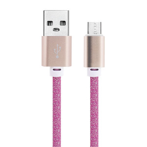 Grande vente de liquidation Nouveau style Vente en gros d'usine Haute qualité Câble de charge rapide Type-C 3A en cuir PU pailleté arc-en-ciel coloré CE - Product Image 1