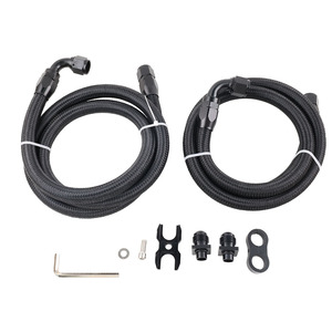 Mangueras de Combustible Trenzadas Negras + Kit Adaptador de Enfriador de Aceite para BMW E36 E46 M3 E90 E92 E93 335i FUH020-BK - Product Image 1