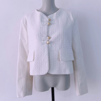 Chaqueta de Tweed Ripley Corta sin Cuello Personalizada para Mujer, Ropa de Trabajo de Oficina para Damas