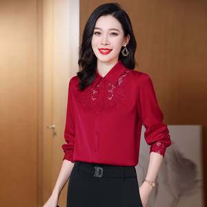 Le nouveau chemisier en soie pour femme printemps 2025 avec un design rétro est élégant et décontracté - Product Image 3