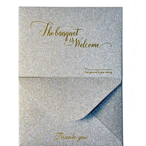 Enveloppes brillantes à paillettes avec estampage à chaud, rabat européen, taille et logo personnalisés, enveloppe d'emballage pour invitation de mariage - Product Image 2