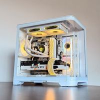 Wanjia Tianmu MINI châssis d'ordinateur de bureau avec vue sur la mer en verre incurvé MATX240 MicroATX support en métal stocké sans colonne