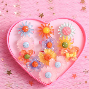 Papillon Anneaux Ensemble Enfants Résine Dessin Animé Pierre Précieuse Anneau pour Petite <span class=keywords><strong>Fille</strong></span> En Plastique Anneau Ensemble Bracelet Boîte - Product Image 2