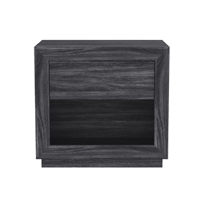 Nightstand In Charcoal Gray Wood Finish <b>Storage</b> Cabinet For Bedroom - Product Image 1