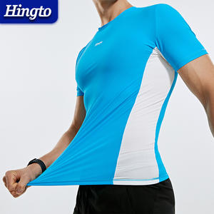 제조업체 도매 남성용 속건 꽉 탄성 체육관 반소매 OEM ODM 스포츠 압축 실행 피트니스 티셔츠 남성용 - Product Image 5