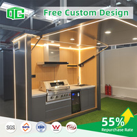 Module de cuisine BBQ extérieur personnalisable, résistant aux intempéries et antirouille, avec évier, robinet, hotte et éclairage