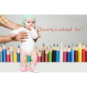 Autocollant mural créatif en forme de crayon de couleur, 50x70cm, rectangulaire en PVC imperméable, Design de dessin animé pour chambres d'enfants, Style moderne - Product Image 2