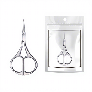 Professional Beauty Eyebrow Hair Trimming Brow <b>Scissors</b> Original Silver Color Stainless Steel Curved Sharp Blade Right-Handed - Product Image 1