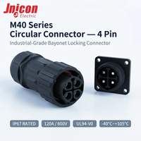 Connecteur étanche robuste M40 4 cœurs 120A 600V IP67, prise d'alimentation circulaire pour automatisation industrielle et robotique