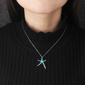 Collar <span class=keywords><strong>con</strong></span> Colgante <span class=keywords><strong>de</strong></span> Estrella <span class=keywords><strong>de</strong></span> Mar <span class=keywords><strong>Azul</strong></span> <span class=keywords><strong>de</strong></span> Plata <span class=keywords><strong>de</strong></span> Ley <span class=keywords><strong>con</strong></span> Baño <span class=keywords><strong>de</strong></span> Rodio y <span class=keywords><strong>Piedra</strong></span> <span class=keywords><strong>de</strong></span> Ópalo para Compromiso y Boda - Product Image 5