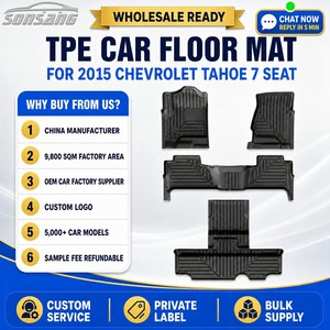Tapis de sol de voiture SONSANG TPE haute résistance pour <span class=keywords><strong>Chevrolet</strong></span> Tahoe 7 places 2015-2020, sur mesure, toutes saisons, imperméables - Product Image 1