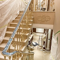 Rampe d'escalier en laiton européen et aluminium moulé, balustrade haut de gamme pour villa, anti-corrosion, facile à assembler, intérieur/extérieur