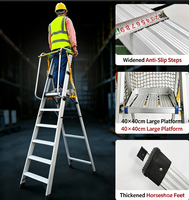 Plateforme élévatrice pliante en aluminium 8 tailles 170-380 cm avec cage de sécurité et garde-corps 34-54 kg pour étagère
