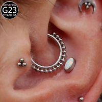 Boucles d'oreilles créoles Freya Fashion en titane G23 avec zircon, anneau de nez en titane, clicker de septum, bijoux de corps segmentés