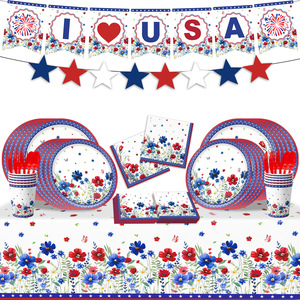 Platos y Servilletas para Postre con Temática Patriótica Americana para la Cena del Día de la Independencia y las Elecciones, Decoraciones Patrióticas y para el 4 de Julio - Product Image 2