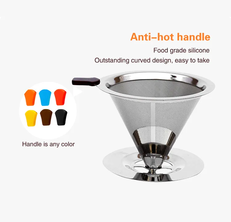 Lebih Murah Dicuci Reusable Pour Over Coffee Dripper Stainless Steel Filter Kopi Emas