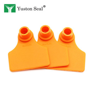 Nouvelles étiquettes d'oreille pour bétail en TPU 50x42mm - Impression personnalisée du logo et du code QR, tête en cuivre pour l'identification des porcs, des moutons et des chèvres, marque <span class=keywords><strong>YUSTON</strong></span> - Product Image 1