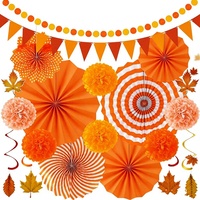 Dekorasi Pesta Musim Gugur Modern Set Kipas Papan KT Hiasan Daun Maple Bergulir Spanduk Bunga Buatan Cina Digital Thanksgiving