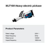 Marteau de démolition électrique 1400W 220V/50Hz, pioche électrique industrielle robuste pour la démolition du béton, le sciage des murs et le creusement de tranchées