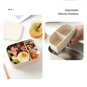 Lonchera de Acero Inoxidable con Divisores de Silicona, Apta para Niños para Llevar a la Escuela y para Adultos para Usar <span class=keywords><strong>en</strong></span> el <span class=keywords><strong>Trabajo</strong></span>. - Product Image 4