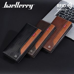 Baelerry Men's <b>Wallet</b> Long Leather RFID Protection Multi Card <b>Holder</b> Black Dark Brown Brown - Product Image 1