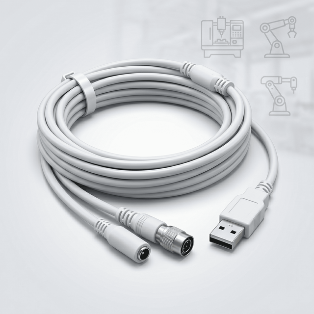 OEM Industrial Wire Harness USB Cable with M12 Circular Connector for Robotics and Smart Manufacturing Cable Assembly
