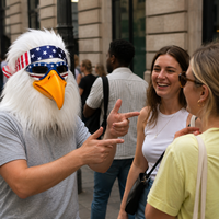 Masque réaliste en latex d'aigle à tête entière avec bandeau drapeau américain – Tendance pour fêtes, cosplay, Halloween, événements, festivals, 18 ans et plus