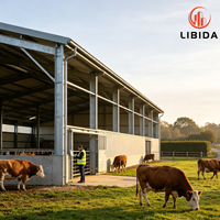 Establo para Vacas de Estructura de Acero Resistente, Casa Agrícola Prefabricada de Metal con Aislamiento Térmico de Lana de Roca, Construcción Agrícola Personalizada
