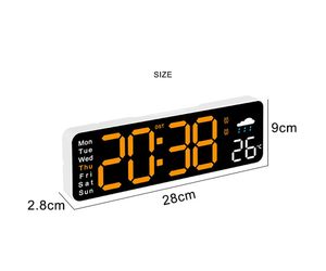 Horloge murale électronique intelligente à affichage numérique LED grand format avec télécommande, température météo, pour la maison - Product Image 3