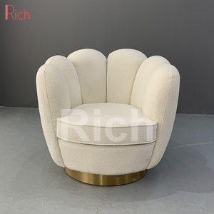 Maison Salon Occasionnel Rotatif Barillet Pivotant Fauteuil avec L'acier Inoxydable D'or Rond Base Tournante Chaise D'accent - Product Image 6
