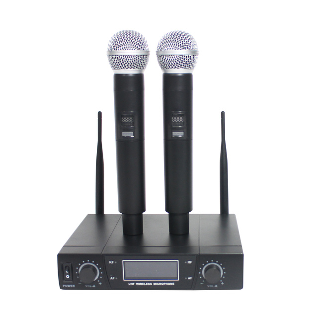 Lucky Tone Professional Sound Wireless Dual Channel UHF Handheld Microphone for Karaoke and Live Show