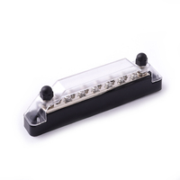 Barre de distribution de puissance à 10 bornes DC48V 150A, 2 goujons M6, 8 bornes à vis avec couvercle transparent rabattable pour camping-car, bateau, yacht