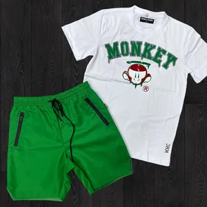 Custom Logo New Fashion Two Piece Set Men's Summer Clothes Shorts Brand Track Clothing Male Two Piece Set Men's Shorts Set