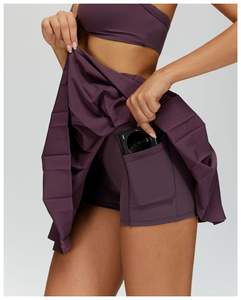 Falda Deportiva 2 en 1 Personalizable de Color Sólido para Mujer, Falda de Tenis Plisada con Bolsillo - Product Image 6