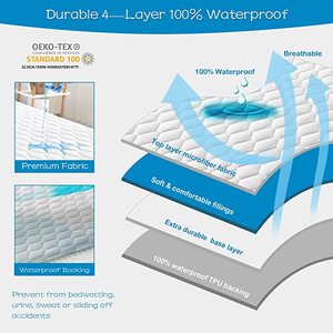 Protecteur de <span class=keywords><strong>matelas</strong></span> pour adultes hypoallergénique à fermeture éclair en polyester tricoté blanc pur imperméable antibactérien anti-acariens lavable en machine 30 - Product Image 2