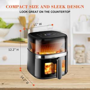 Four à air chaud intelligent à affichage numérique, 5 litres, 1200W, en verre borosilicate, sans fumée, à économie d'énergie - Product Image 5