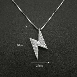 yunnique Lightning Pendant Necklace Stainless Steel Pave Setting Unisex Gift Jewelry DZ311 - Product Image 4