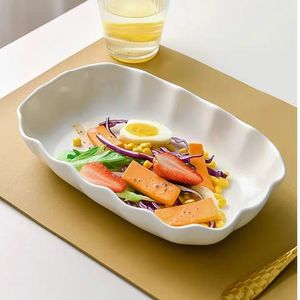 Ensemble de plats en céramique rectangulaires de poisson en dentelle japonaise écologique pour les dîners de salade de riz au four - Product Image 2