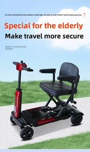 Scooter électrique pliable automatique, moteur 24V180W, batterie au lithium, cadre en alliage d'aluminium, capacité de 120 kg, pour personnes âgées, 4 roues - Product Image 2