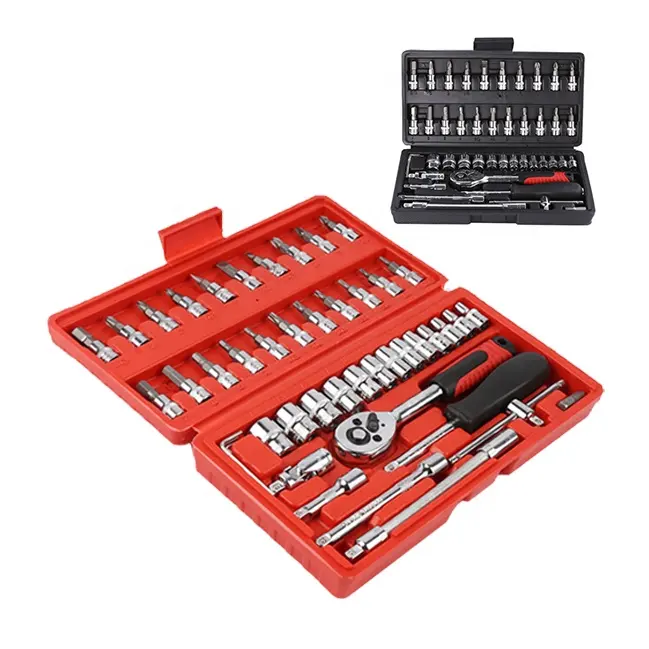 Multi-function oem Red/black household hand car tools bike repair tool set box mechanic automotive tools for sale