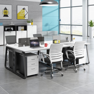 Table <span class=keywords><strong>de</strong></span> réunion compacte en bois <span class=keywords><strong>de</strong></span> style moderne en forme <span class=keywords><strong>de</strong></span> L avec tiroirs <span class=keywords><strong>de</strong></span> rangement, bureau modulaire pour employés - Product Image 1