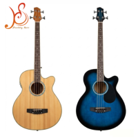 Guitare basse acoustique électrique sans frettes à 4 cordes, design cutaway