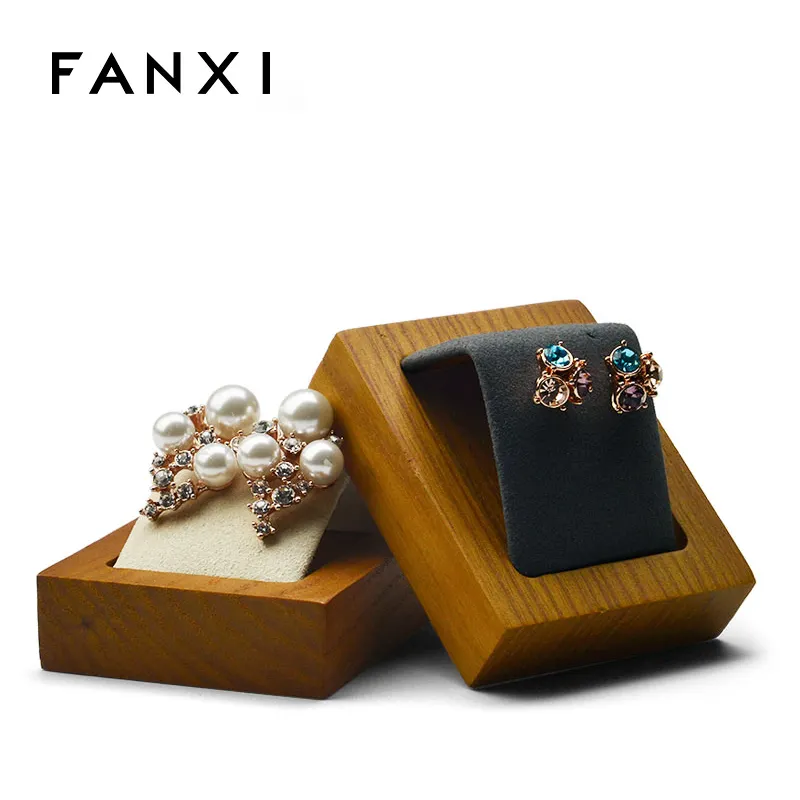 FANXI حساسة لطيف خشبية ثقب حامل متجر مكافحة منظم المعرض التجاري مجوهرات مربط القرط عرض موقف حاملات القرط